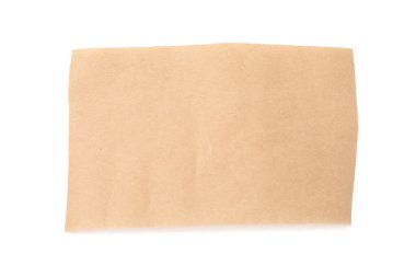 Kraft kağıt sayfası beyaz, üst görünümde izole