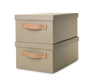 Beyaza izole edilmiş iki gri kutu.