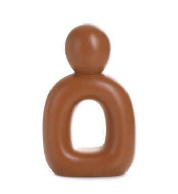 Beyaz üzerine izole edilmiş şık kahverengi dekoratif figür