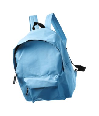 Beyaz üzerine izole edilmiş açık mavi sırt çantası