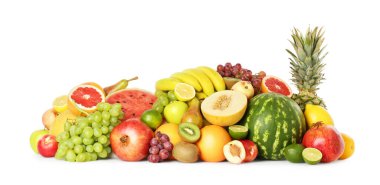 Birçok taze meyve beyaz üzerine izole edilmiştir.