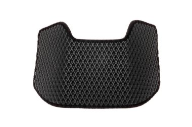 Bir siyah lastik araba paspası beyaz, üst görünümde izole.