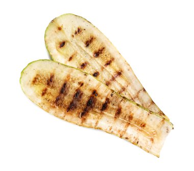 Lezzetli ızgara kabak dilimleri beyaz, üst manzara