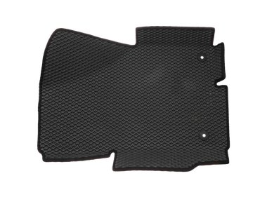 Bir siyah lastik araba paspası beyaz, üst görünümde izole.