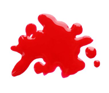 Blot kırmızı yazıcı mürekkebi beyaz, üst görünümde izole