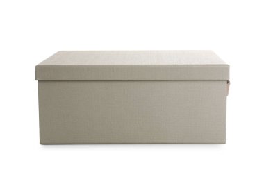 Bir gri kutu, kapağı beyaza ayrılmış.