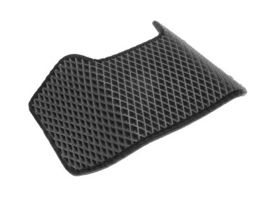 Bir siyah lastik araba paspası beyaza izole edilmiş.