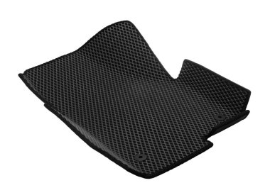 Bir siyah lastik araba paspası beyaza izole edilmiş.