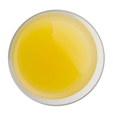 Bardakta nefis ananas suyu. Beyaz, üst manzara.