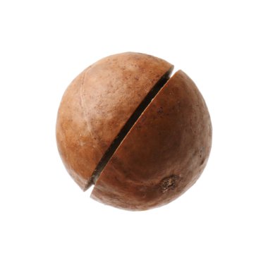 Bütün bir Macadamia fındığı beyaza izole edilmiş.