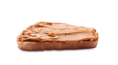 Fıstık ezmeli, izole edilmiş beyaz sandviç.