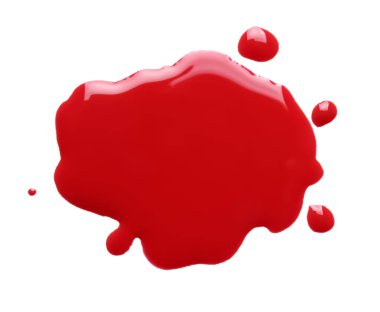 Blot kırmızı yazıcı mürekkebi beyaz, üst görünümde izole