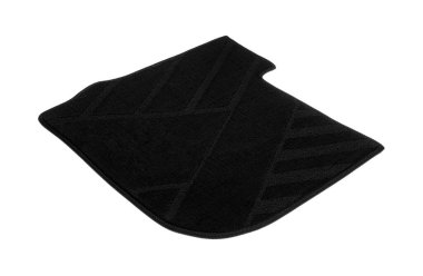 Bir siyah araba paspası beyaz üzerine izole edilmiş.