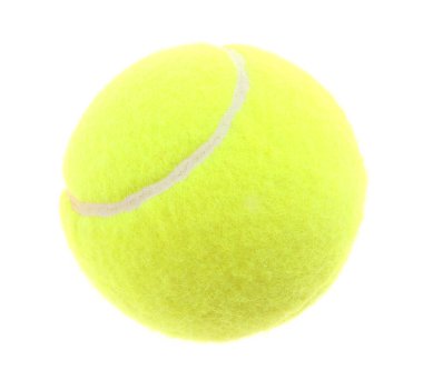 Bir açık yeşil tenis topu beyaza izole edilmiş.