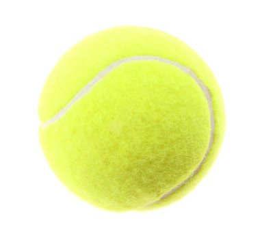 Bir açık yeşil tenis topu beyaza izole edilmiş.