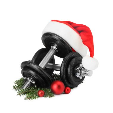Dambıllar ve Noel dekoru beyaza izole edilmiş.