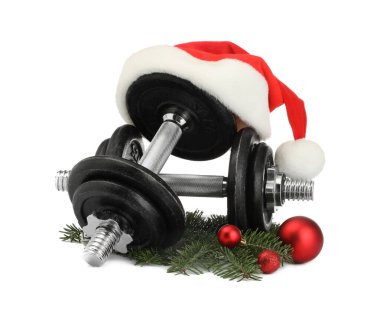 Dambıllar ve Noel dekoru beyaza izole edilmiş.