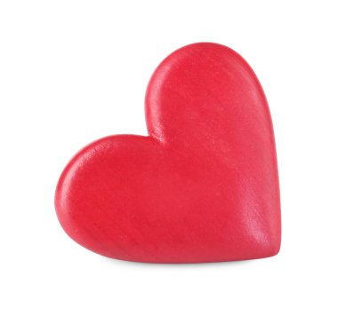 Bir kırmızı dekoratif kalp beyaza izole edilmiş.
