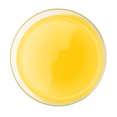 Bardakta nefis ananas suyu. Beyaz, üst manzara.