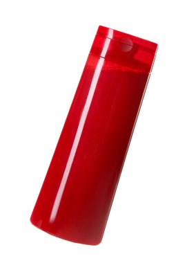 Beyaza izole edilmiş bir şampuan şişesi. Kişisel bakım ürünü