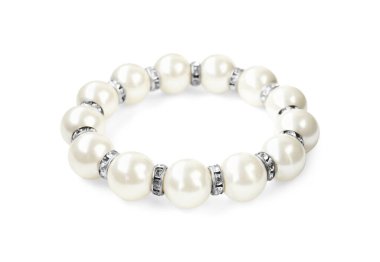 Güzel bijouterie. Beyazda izole edilmiş şık bilezik