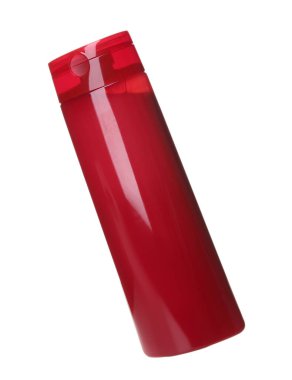 Beyaza izole edilmiş bir şampuan şişesi. Kişisel bakım ürünü