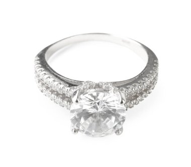 Güzel bijouterie. Beyaz renkte izole edilmiş şık bir halka