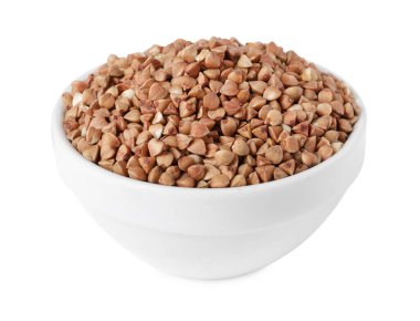 ham buğday üzerinde beyaz izole kase