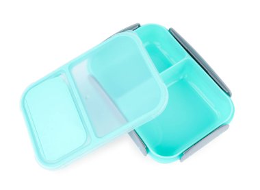 Bir plastik beslenme çantası beyaza izole edilmiş.