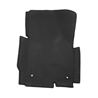 Bir siyah lastik araba paspası beyaz, üst görünümde izole.