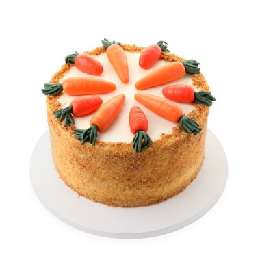 Beyaz üzerinde izole lezzetli doğal havuç kek