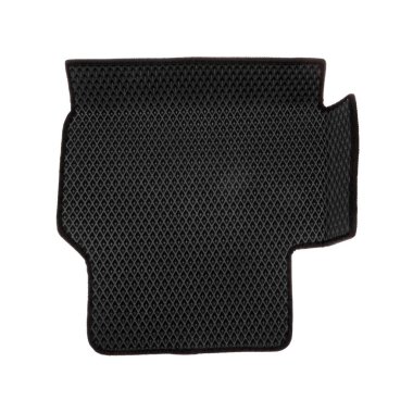 Bir siyah lastik araba paspası beyaz, üst görünümde izole.