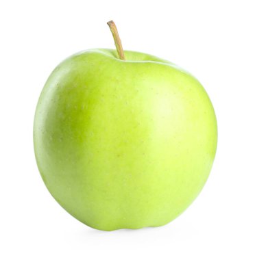 Olgun yeşil bir elma beyaza izole edilmiş.