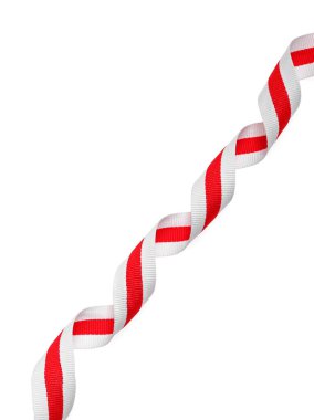 Colorful striped ribbon isolated on white, top view clipart