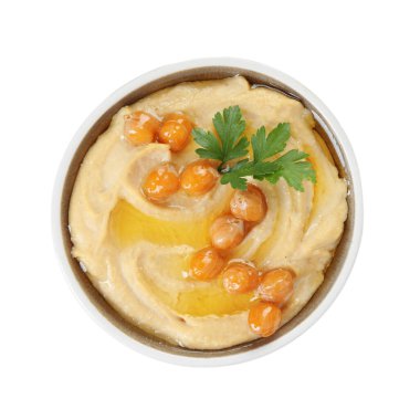 Zeytinyağı, nohut ve maydanozlu nefis humus.