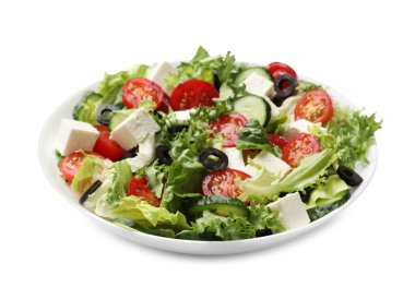 Beyaz peynirli leziz salata.