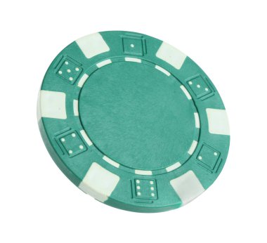 Poker oyunu. Beyazda izole edilmiş bir kumarhane fişi