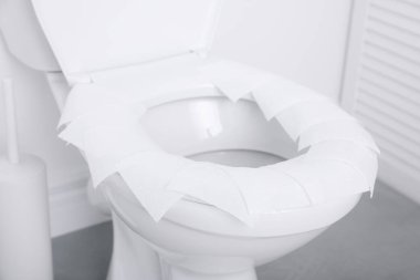 Tuvalet oturağı ve tuvalet kağıdı.