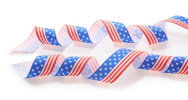 Ribbons in colors of American flag on white background\ clipart