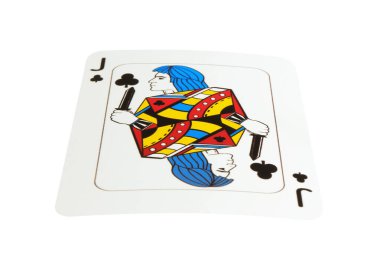 Poker oyunu. Beyazda izole edilmiş bir oyun kartı