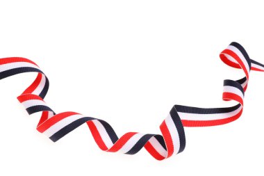 Ribbon in colors of Yemeni flag isolated on white clipart