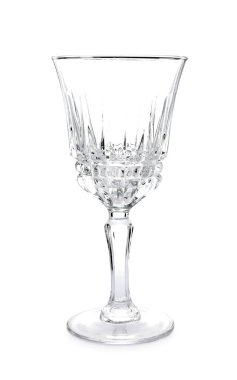 bir boş şarap cam üzerine beyaz izole