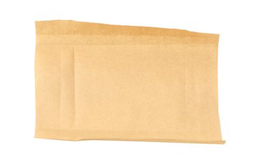 Kraft kağıt sayfası beyaz, üst görünümde izole