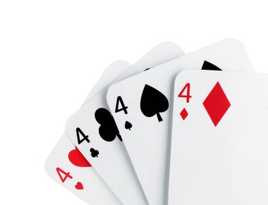 Poker oyunu. Kartlar beyazda izole ediliyor