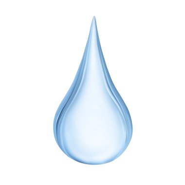 Bir damla temiz su beyaza izole edilmiş.