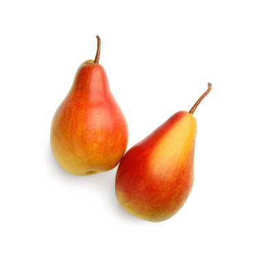 Taze olgun sulu armut beyaz izole, üst görünümü