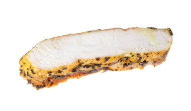 Beyaza izole edilmiş ızgara tavuk eti.