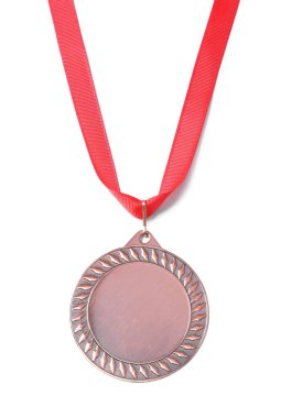 Bir bronz madalya beyaza izole edilmiş, üst manzara