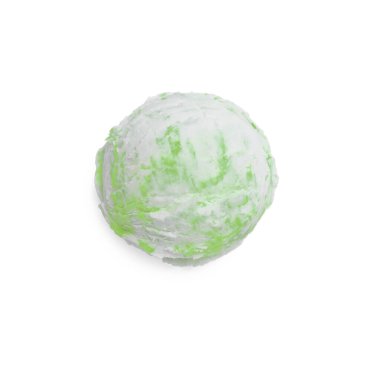 Bir kepçe leziz dondurma, beyaz, üst manzara