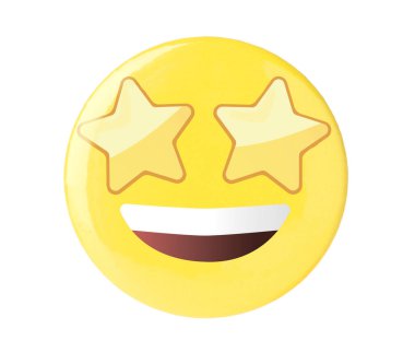 Rozet beyaz üzerine izole edilmiş yıldız gözleri ile yüzünü gösteriyor.